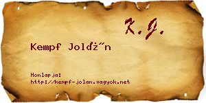 Kempf Jolán névjegykártya